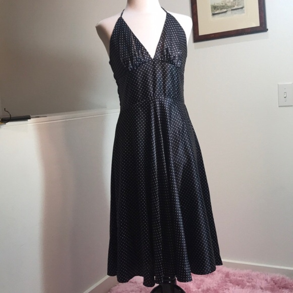Alynpaige Black and white polka dot halter dress